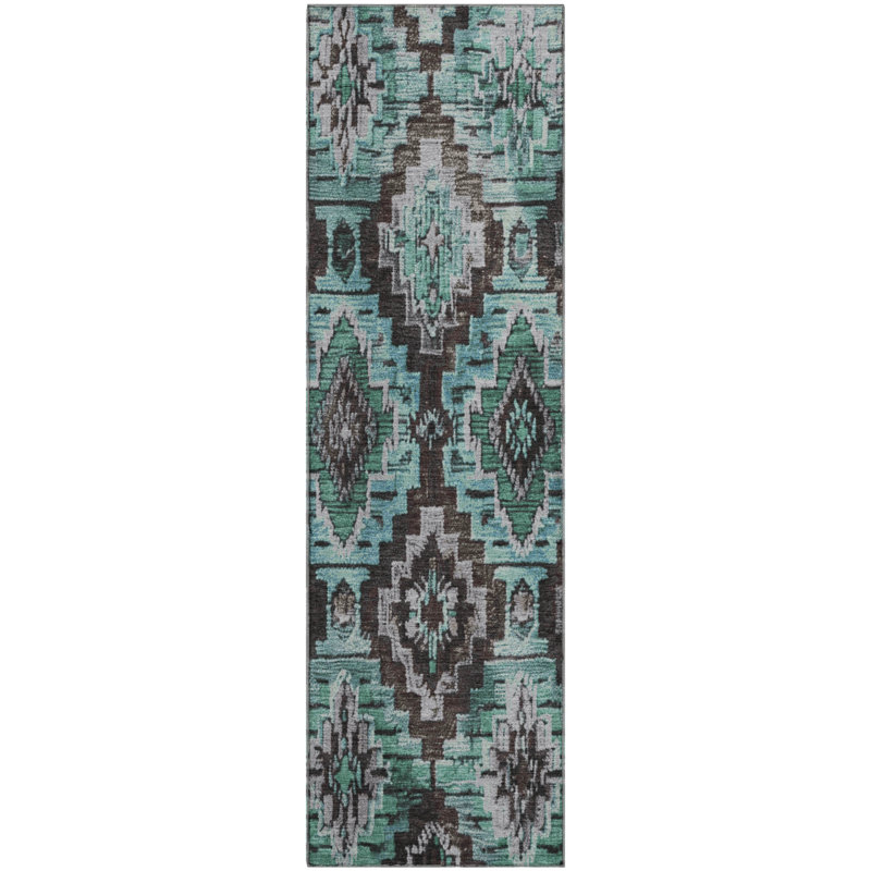 Premium Machine Washable Jakiyra AMF1891 Aztec Rug, Runner 2'3" x 7'6"