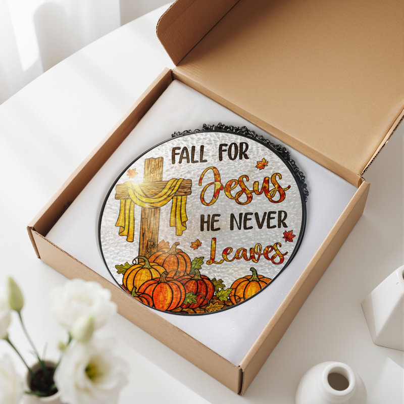 Panneau de vitrail 12 "H Fall Jesus, H 12 po x l 12 po