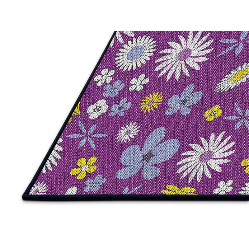 Tapis mauve à motif floral Shakir, Rectangle 6 pi x 9 pi