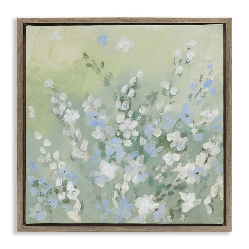 «Wispy Willows White Wildflowers» par Lanie Loreth, Cadre flottant orme Montalcino, H 18 po x l 18 po