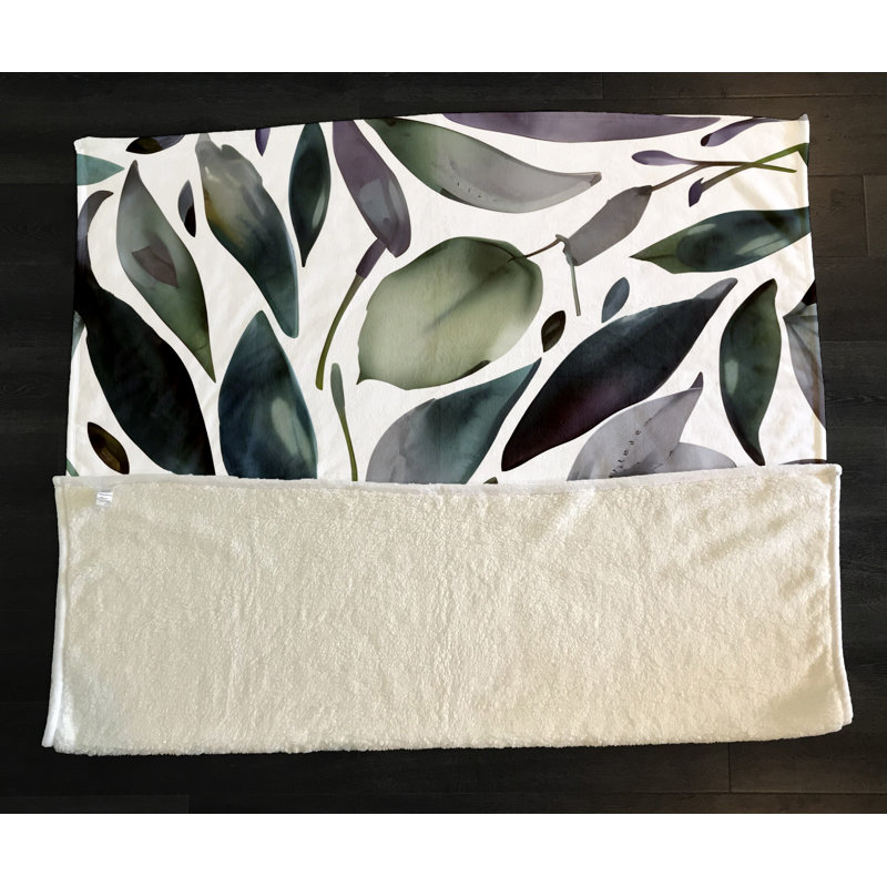Throw Blanket, 51" W x 60" L, Floral/Abstract, Purple/Green