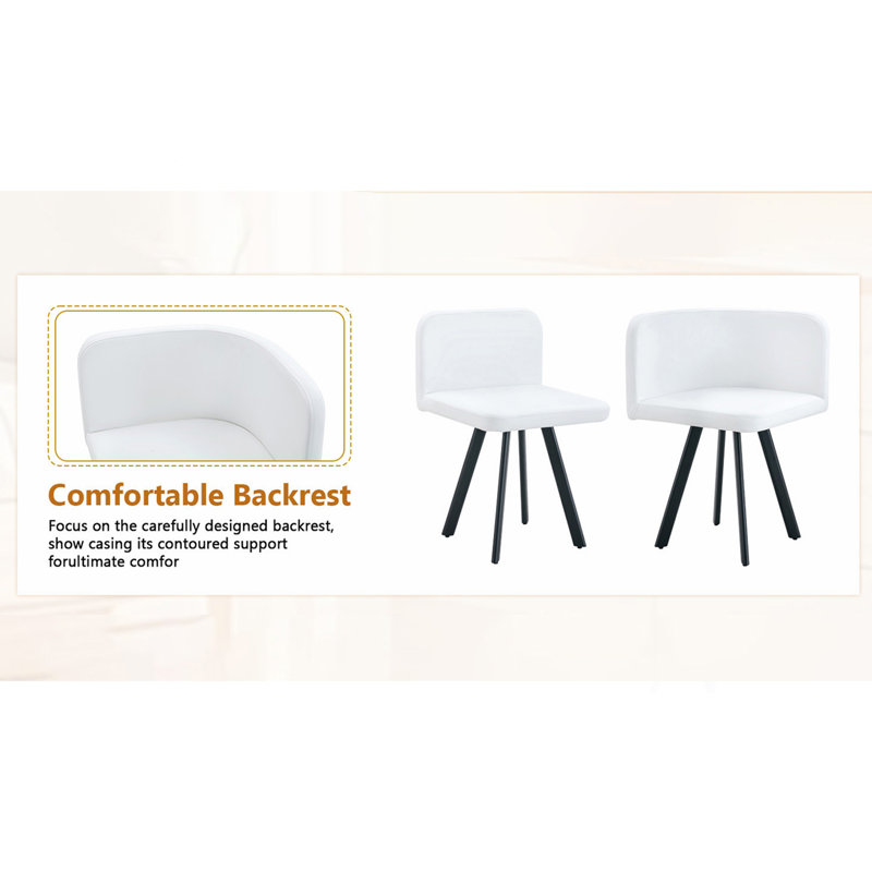 Ensemble de table de salle à manger 7 pièces rectangulaire, plateau de table fixe en grain de bois bicolore et en triamine noire avec 6 chaises en cuir ciré à l'huile blanche, ensemble de table de cuisine moderne pour 6 personnes, idéal pour les petits espaces, les appartements