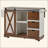 55.5" Farmhouse Kitchen Island With Drop Leaf, Kitchen Storage Island With Barn Door, Power Outlet, Rolling Kitchen Cart On Wheels With Spice Rack, For Home, Kitchen, Dining Room