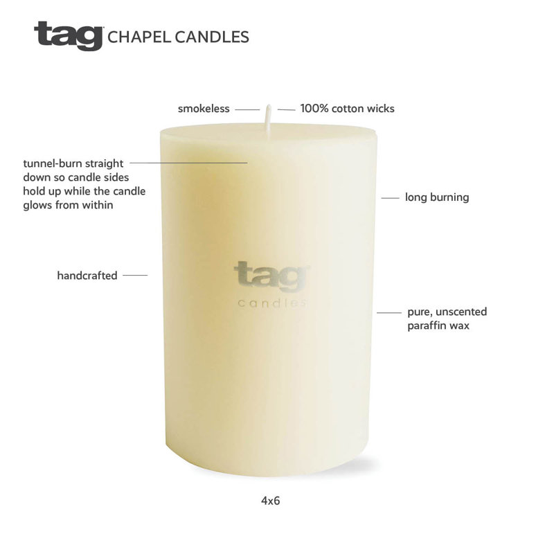 White Dripless Unscented Paraffin Wax Pillar Candle