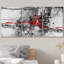 Grunge Abstract Paint Stroke Effect " Black And Red Grunge Watercolor Lines Abstract Shapes Modern Art Chic Scenic Relax/Calm " 3 - Pieces-94434000-94433999