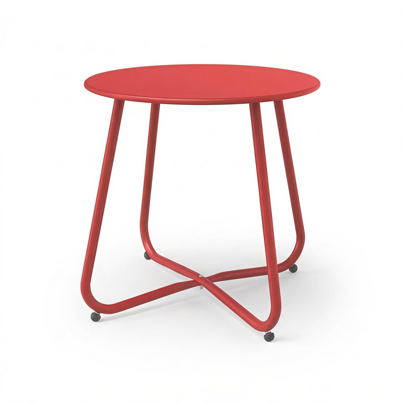 Table d'appoint extérieure en acier, Rouge