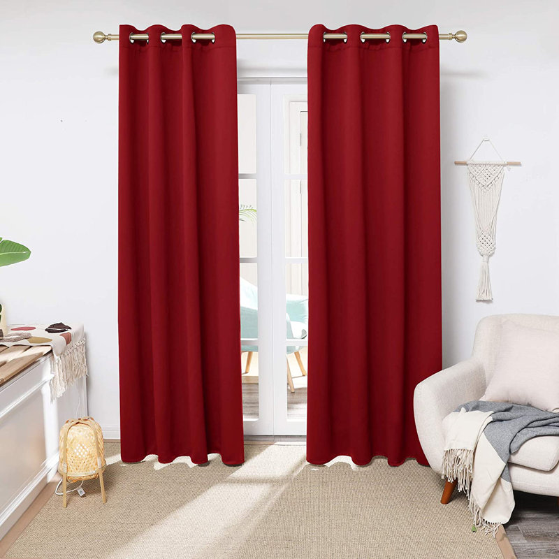 Makua Room Darkening Curtain Pair, 52" W x 108" L, Red