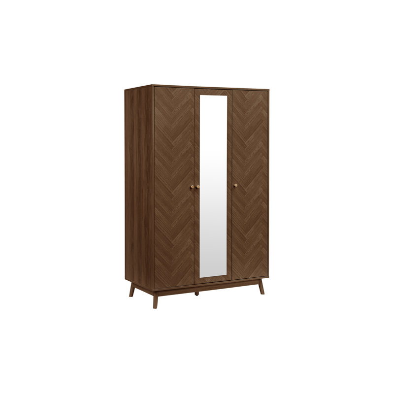 Mardell 3 Door Particle Board Wardrobe, Walnut