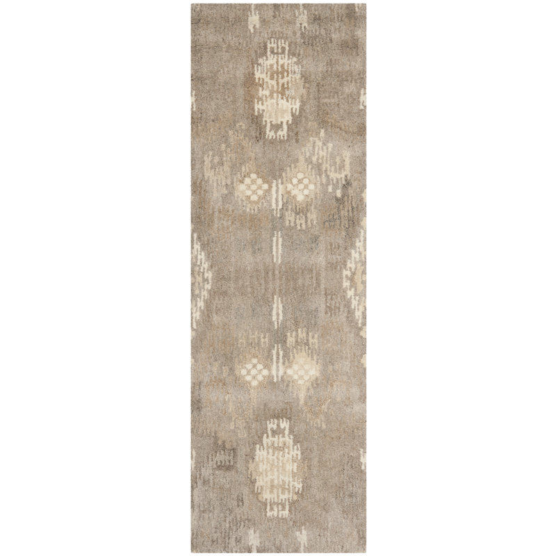 Kouerga bHand Tufted Wool Ikat Rug, Runner 2'3" x 9'