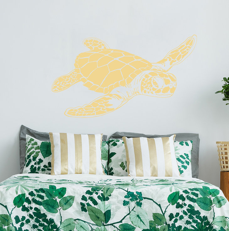 Décalcomanie murale tortue de mer, Crème