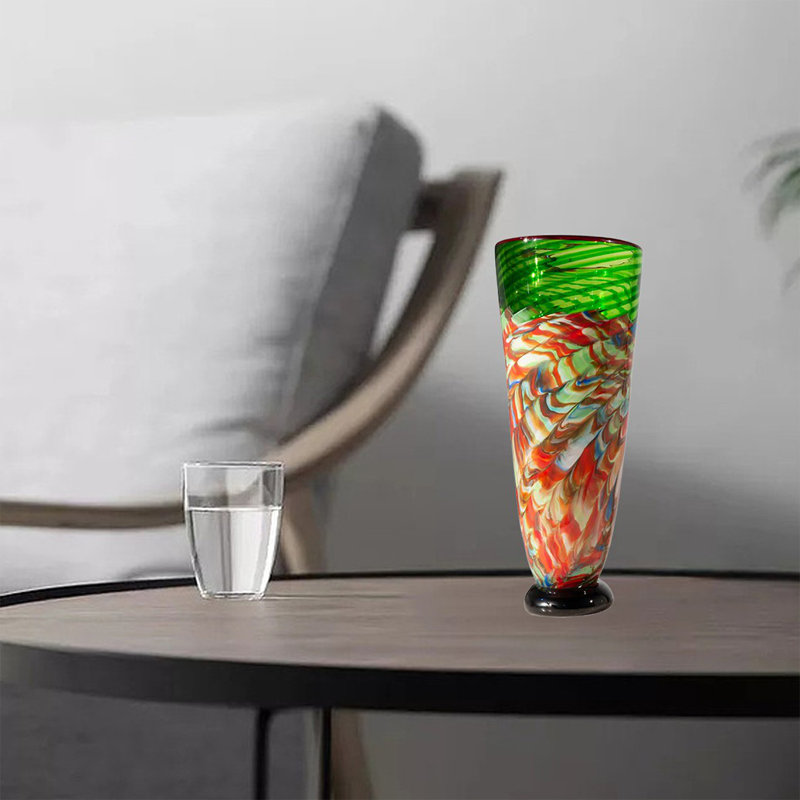 Hand Blown Multicolor Glass Decorative Table Vase