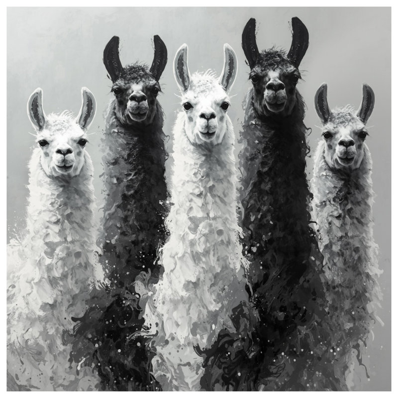 Housses de couette lamas noires et blanches, Lit simple