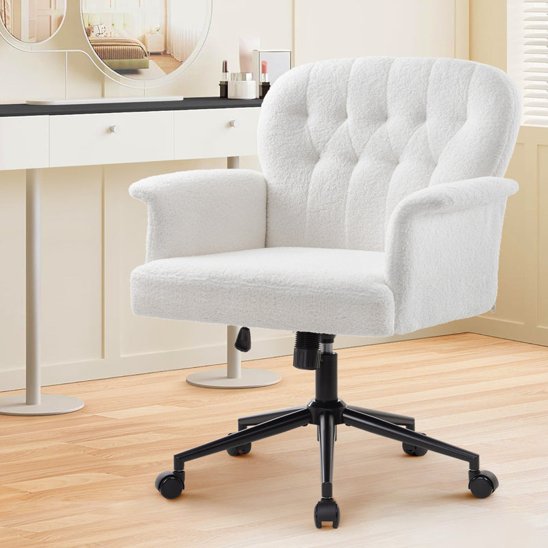 Upholstered Swivel Armchair, White