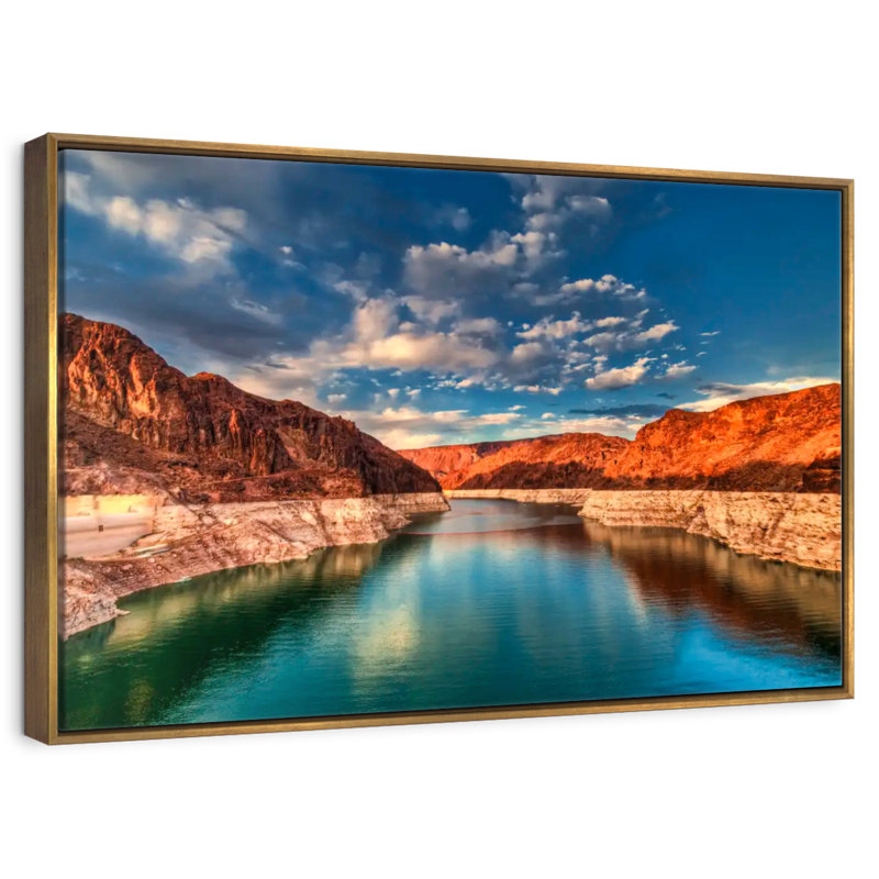 Hoover Dam, Lakeside Mountain, Cadre flottant doré, 25 po x 17 po