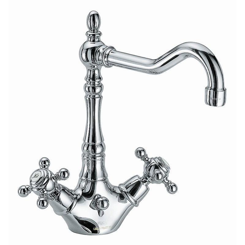 Robinet de lavabo de salle de bain à un trou avec deux poignées en croix Elizabeth, Chrome