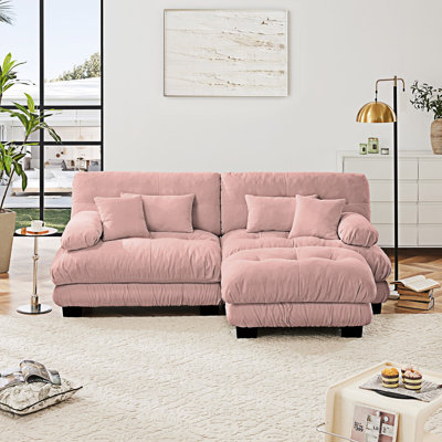 Upholstered Sofa Couchs And Convertible Ottoman