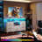55" TV Stand & Dresser with 7  Fabric Drawers, LED Lights & Power Outlets-436833626