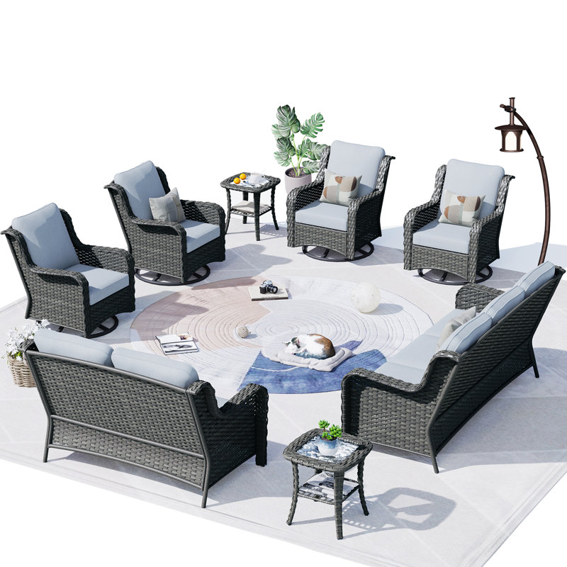 NTC 9 - Person Patio Conversation Set with Cushions, Gray, Gray