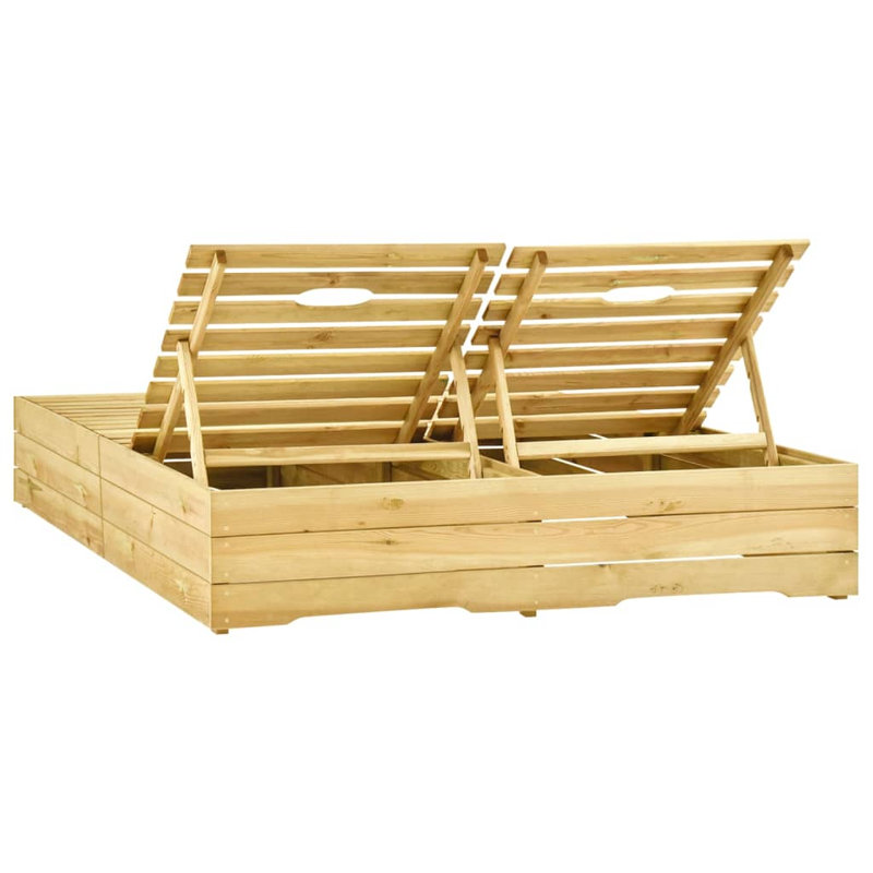 Double Sun Lounger Green Impregnated Pinewood