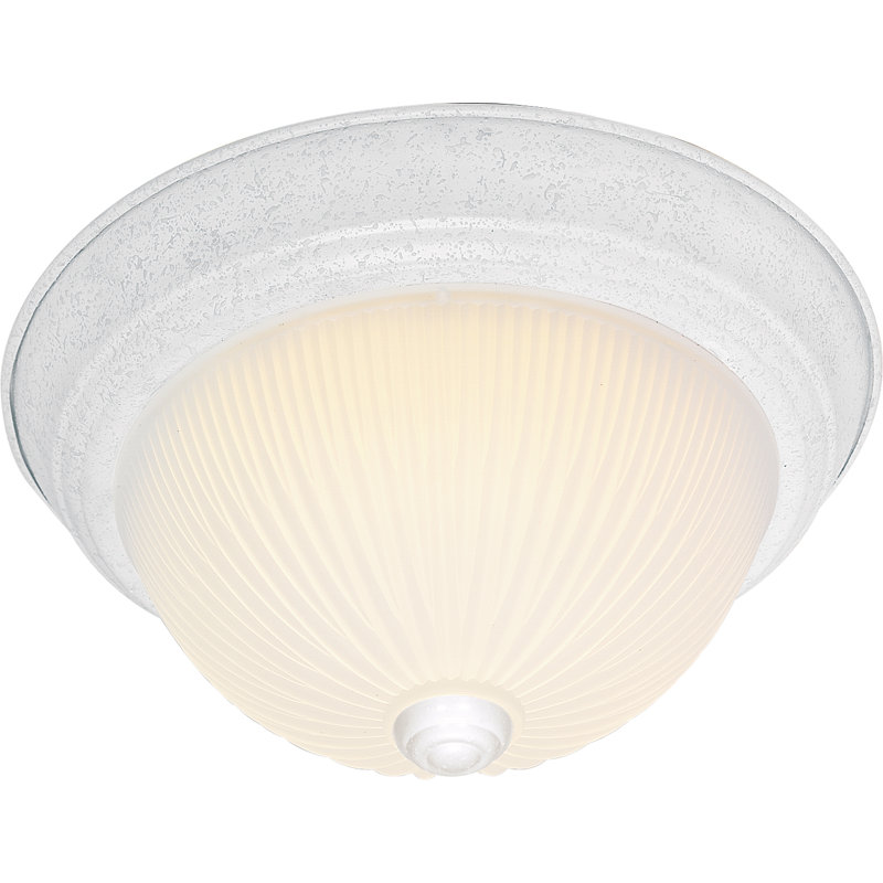Capri Glass Flush Mount, Textured White, 6" H x 15.25" W x 15.5" D