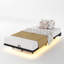 Base de lit flottante avec lumières à DEL avec lattes de métal et espace de rangement sous le lit-118619525