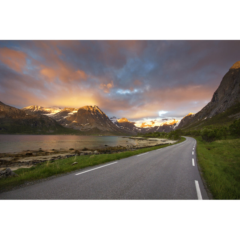 Fjord Road In Northern Norway by Bogdanhoria - Wrapped Canvas Print, 30cm H x 46cm W