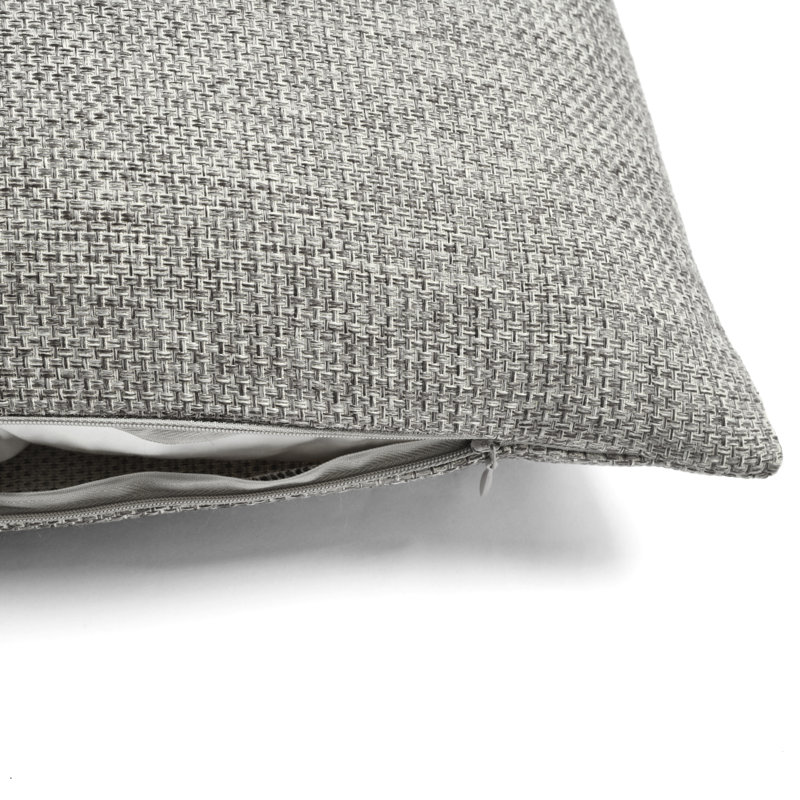 Gray Woven Button Detail Square Throw Pillow Cover