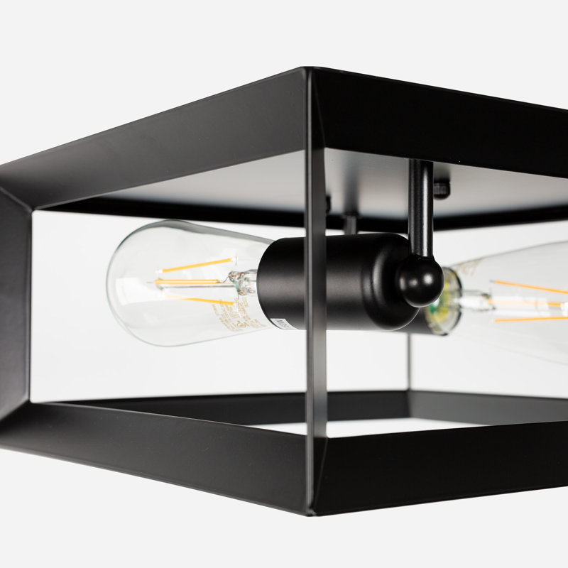 Plafonnier encastré carré 2 lumières 2 lumières, Noir mat