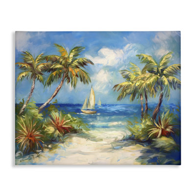 Tropical Paradise Harbor Canvas Wall Art by Ramona Murdock