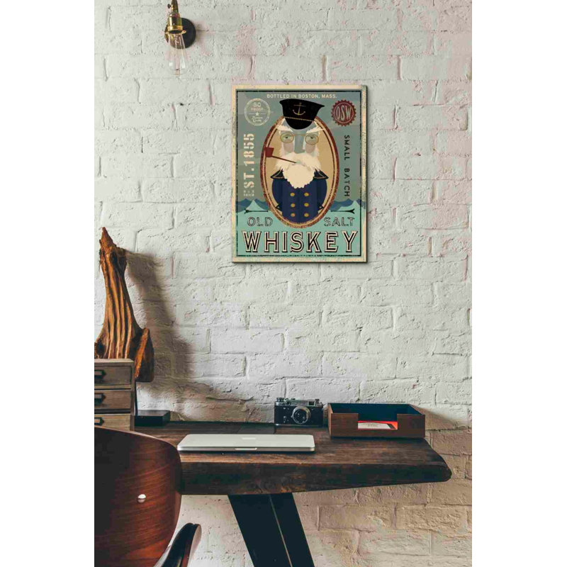 «Fisherman III Old Salt Whiskey» par Ryan Fowler, art mural sur toile, H 16 po x l 12 po x P 0,75 po
