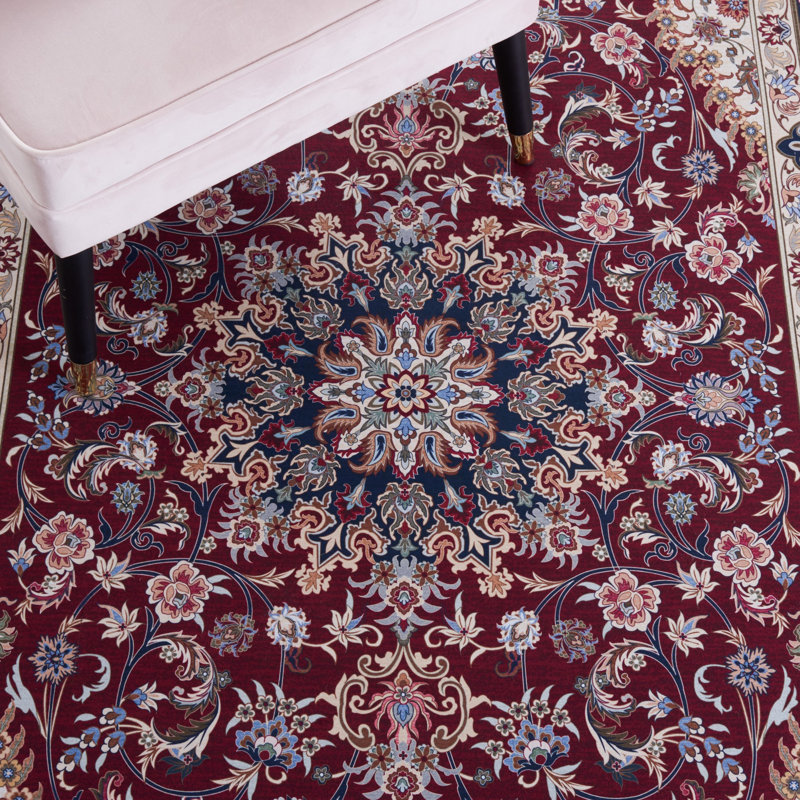 Tapis rouge / bleu marine / crème czarnetzki, Rectangle de 5 pi x 8 pi