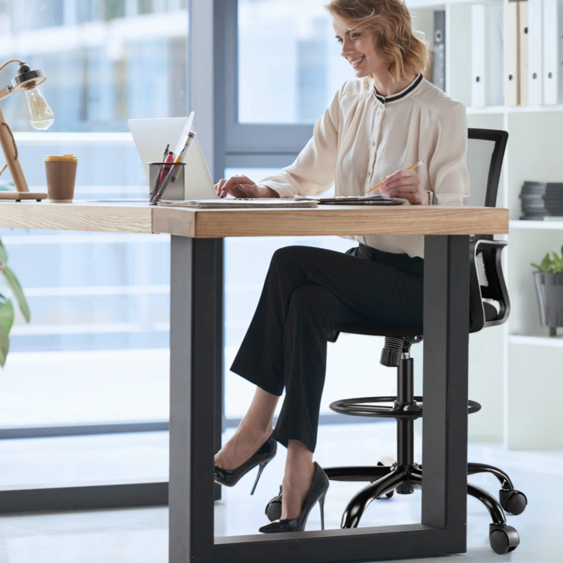 Laeticia ABS+Rubber+Steel (Q235) Drafting Chair, Black