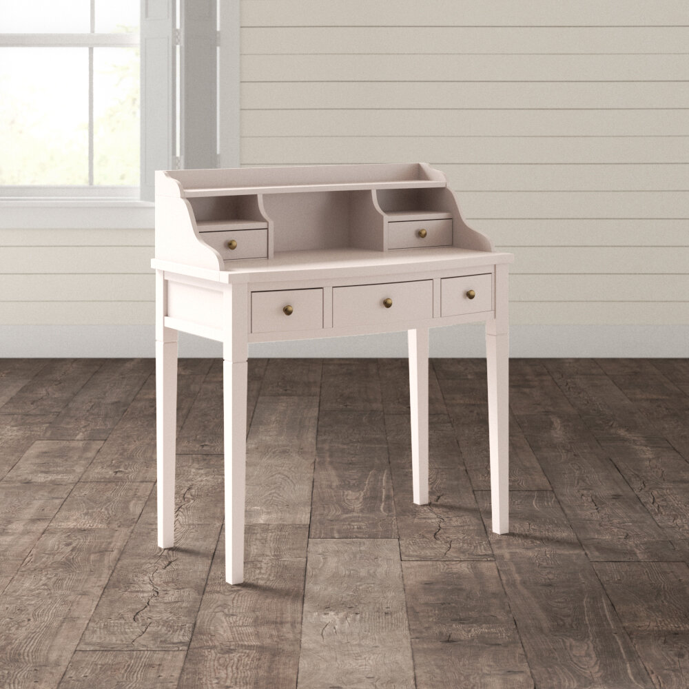 Mercer41 Mirie 35.4Modern Small Makeup Vanity Computer Desk with 2 Drawer,  Padded Stool