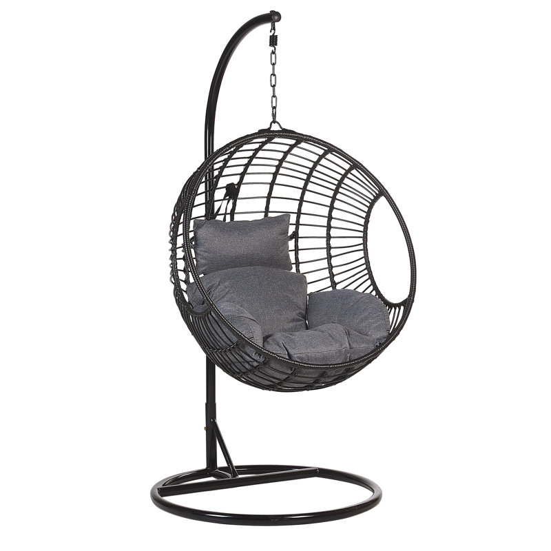 Angela Swing Chair with Stand, Black, Dark Grey