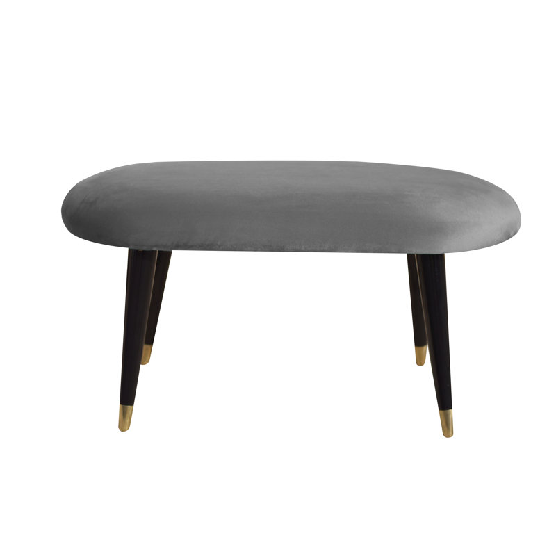 Emi Upholstered Bench, Grey/Silver Socks