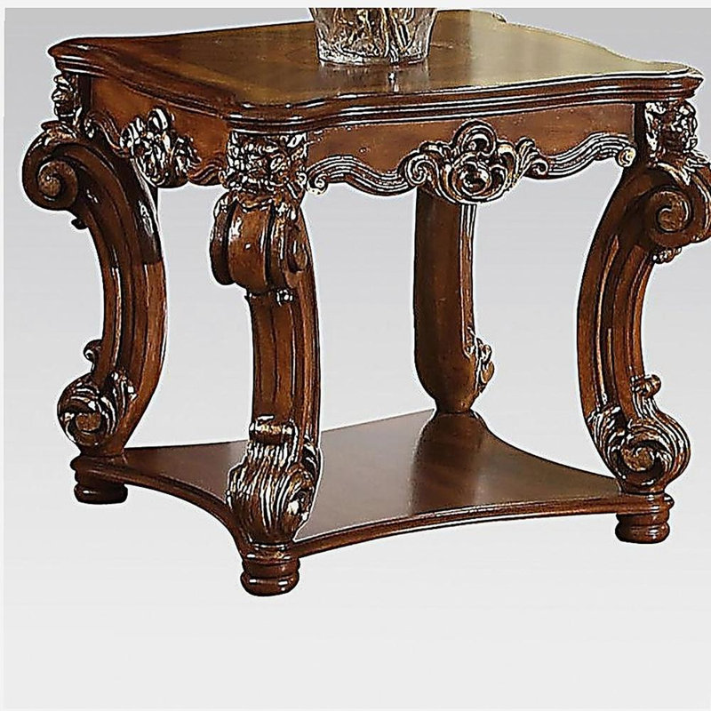 Table de bout en cerisier avec tablette inférieure