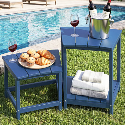 Tables d'appoint 21,4 po en PEHD pour l'extérieur - table de patio et table de bout Adirondack à 2 niveaux