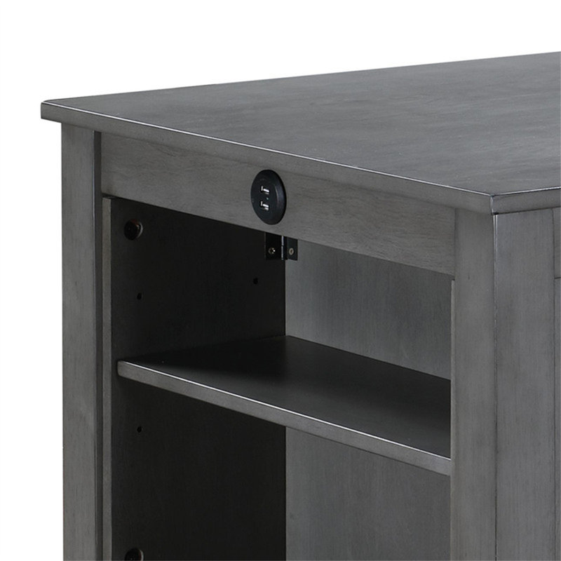 Rangement à hauteur de comptoir de 35,5 po avec tablettes et 3 chaises en tissu gris