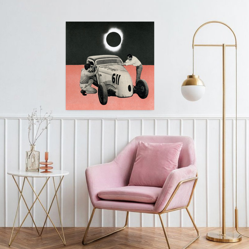 Art contemporain rétro surréel, H 32 po x l 32 po