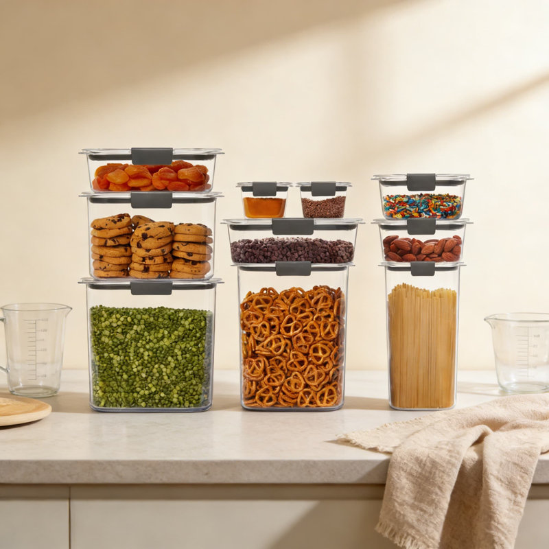 Airtight Food Storage Containers Set, 10-Piece Clear Kitchen Organization With Latching Lids, BPA-Free Tritan Plastic, Stackable Design