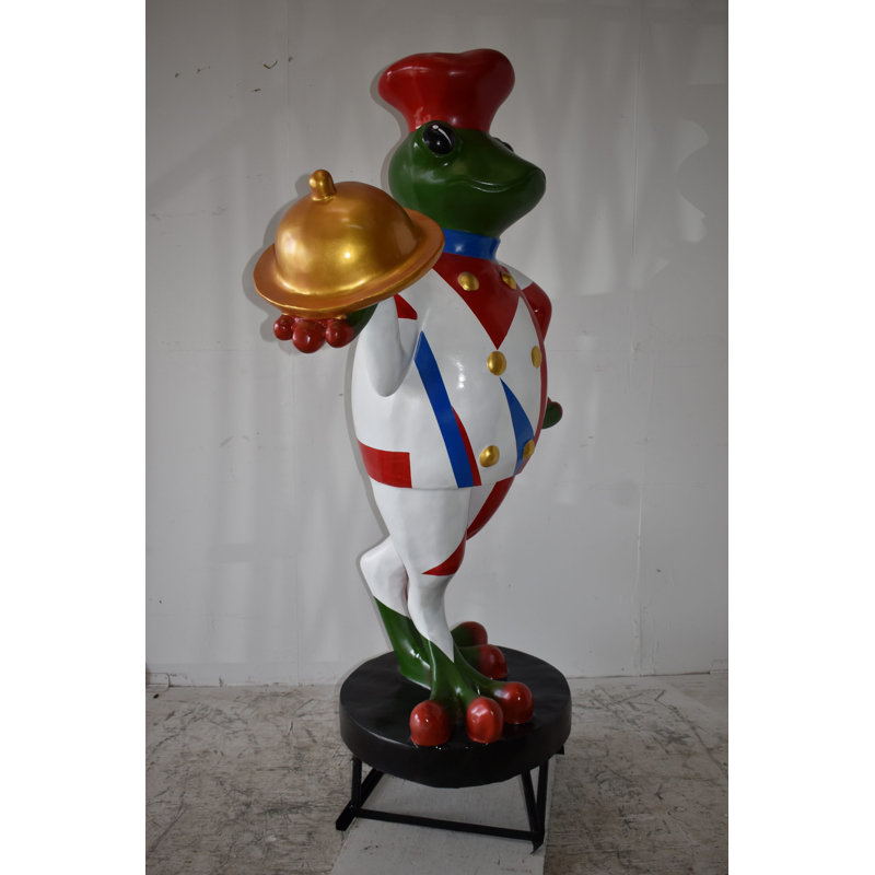 Giant Colorful Resin Frog Chef Outdoor Statue