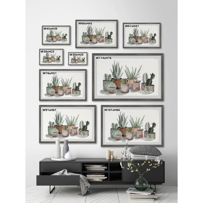 Pastel Succulent Vases by Parvez Taj - Single Picture Frame Painting, 20cmH x 30cmW