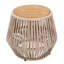 Table d'appoint en bois d'acacia avec base en corde beige - finition teck clair, accent côtier moderne pour la terrasse, le jardin, le balcon et l'intérieur