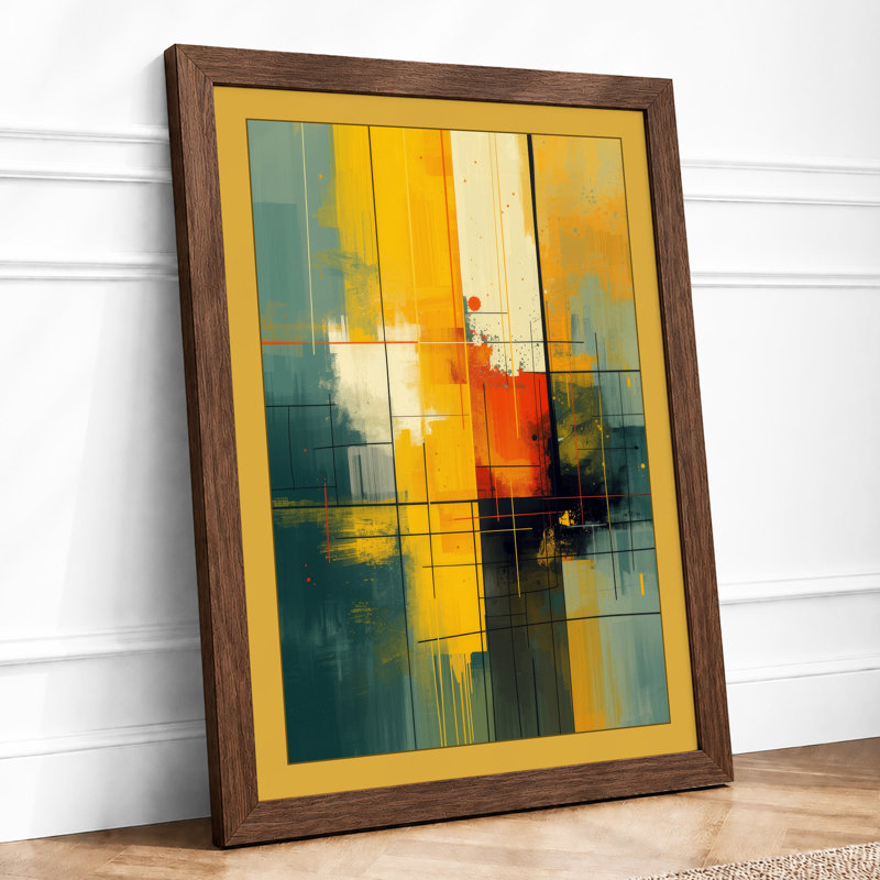 Chromatic Grid Geometric - Framed Print, Walnut, A1 - 84.1 x 59.4 cm