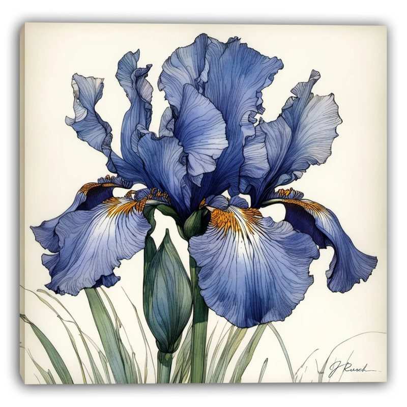 «Twilight Iris Elegance», art mural sur toile, H 20 po x l 20 po