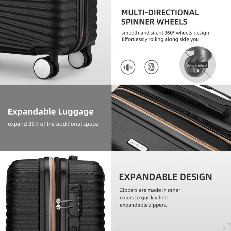 Valise légère de 20 pouces avec roulettes à roulettes Valise rigide extensible, bagage à carreaux 20 po