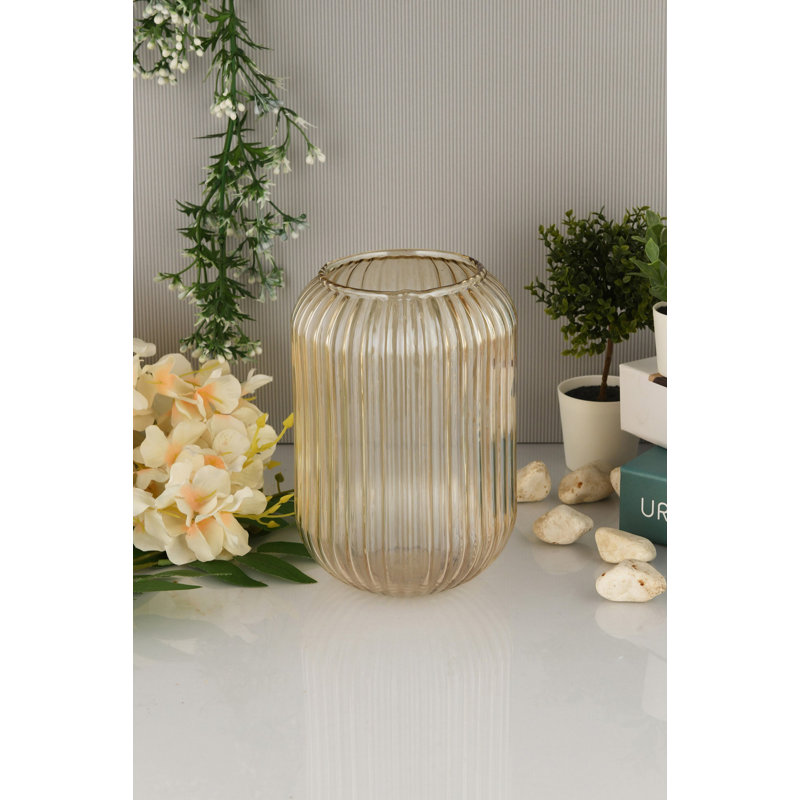 Elegant Gold Glass Vase, 3.9 x 7.9 x 3.9 Inches | 100% Premium Quality Glass | Perfect for Home Décor, Floral Arrangements & Centerpieces | Stylish Addition to Any Room, Ideal Gift for All Occasions