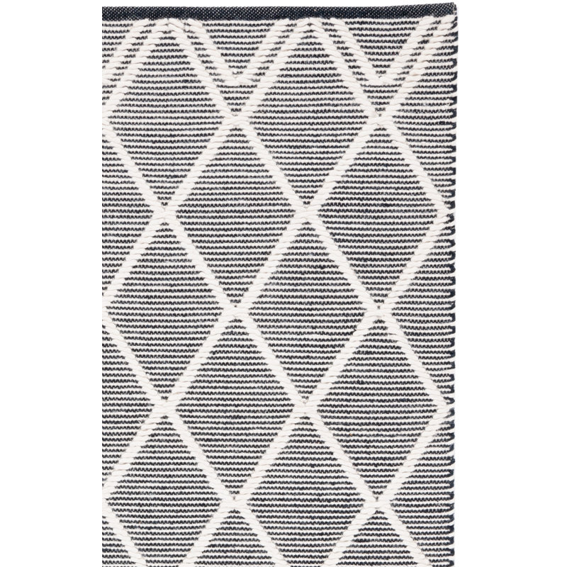 Tapis noir / ivoire en laine et coton tissé à la main Jacques, Rectangle 5 pi x 8 pi