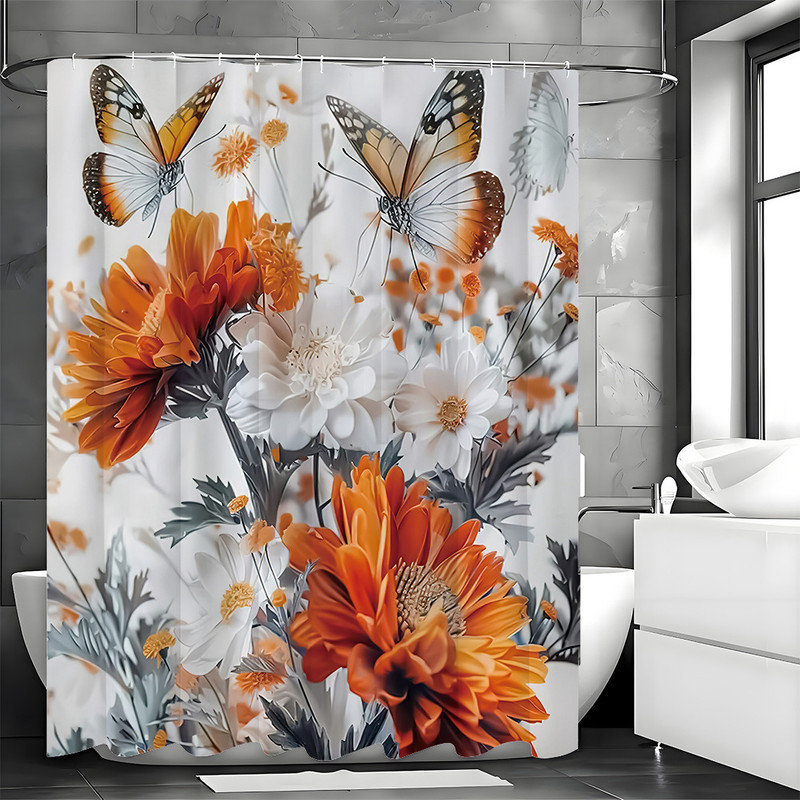 Shower Curtains with Hooks Included