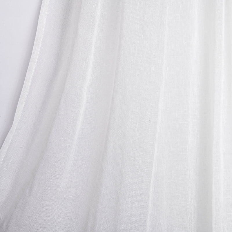 Gathered Linen-Textured Grommet Semi-Sheer Curtains (Set Of 2), 52" W x 96" L, White